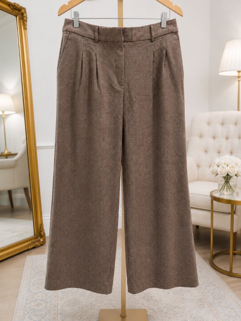Wide leg trousers, Brown, Size 8, White House Black Market